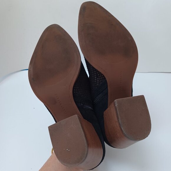 Lucky Brand Bootie Black Zeshia Perforated Suede Leather Boots Womens 9M - Picture 13 of 16